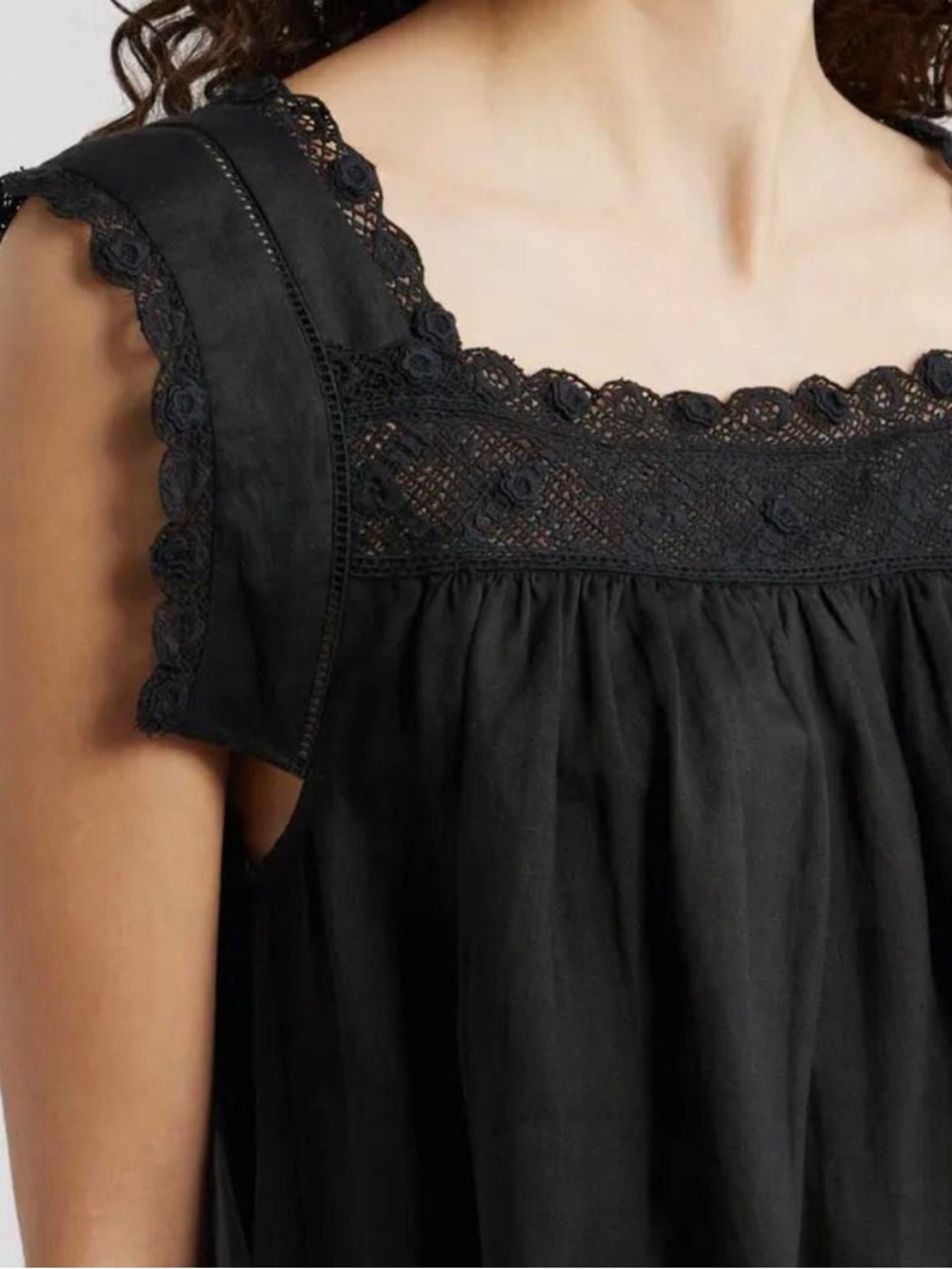 DÔEN Almadia Lace Trim Ramie Shift Minidress - Picture 3 of 8